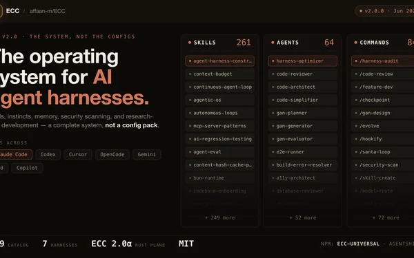ECC：零基础小白也能轻松玩转的现象级开源神器（The agent harness performance ）