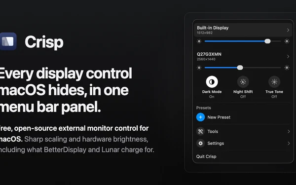 Crisp：免费的 macOS 外接显示器管理工具