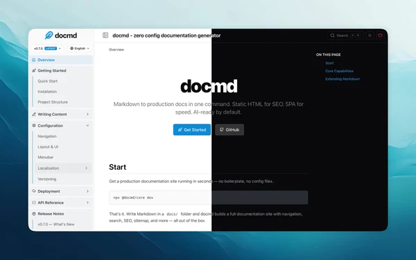 docmd：开箱即用的 Markdown 文档网站生成工具
