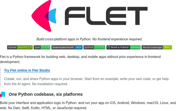 flet：用 Python 开发跨平台应用的框架