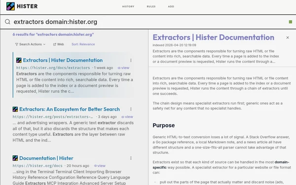 hister：个人浏览记录搜索引擎