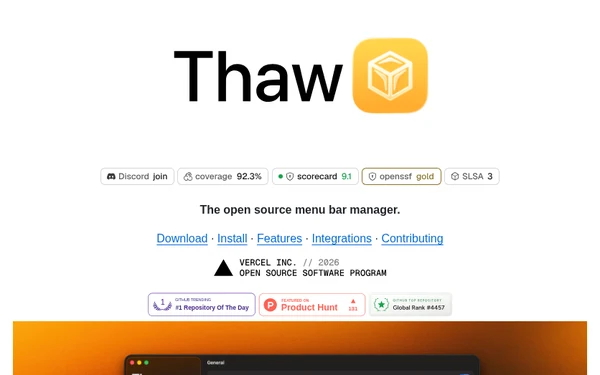 Thaw：按需显隐图标的 Mac 菜单栏管理工具