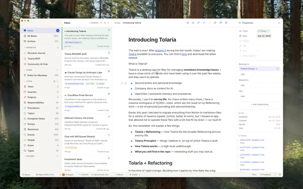 tolaria：基于 Git 的本地 Markdown 知识库工具